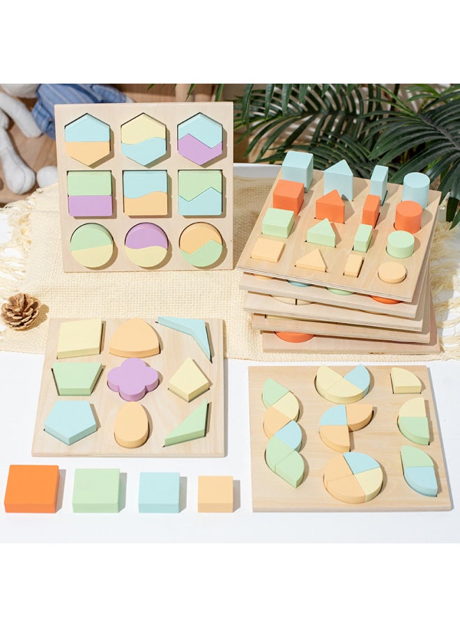 Products Geometric Puzzle Jigsaw Puzzle Wooden Shape Building Blocks Montessori Early Education Children's Educational Toys-Color:Style 1 - Image 4